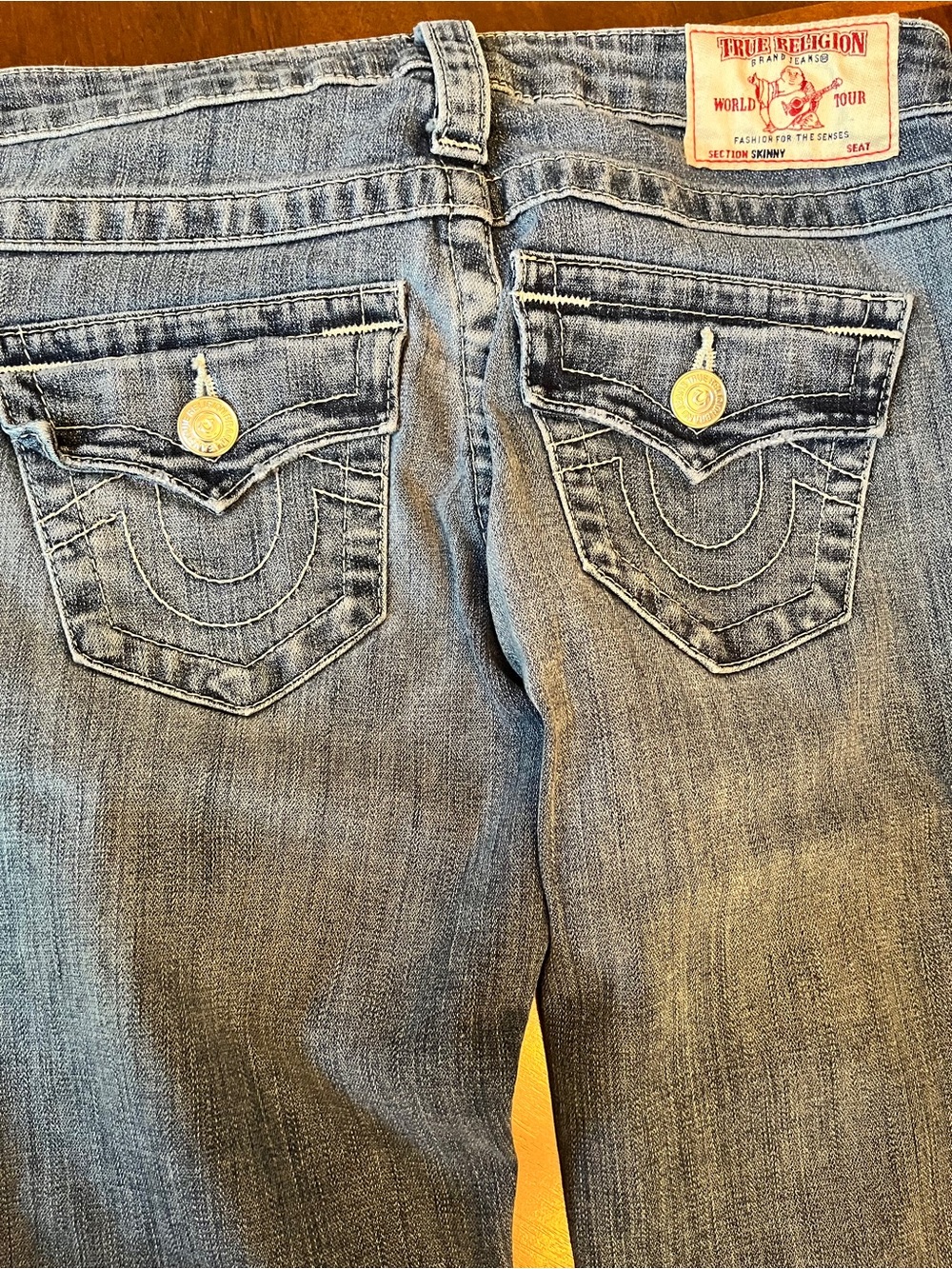 True Religion Washed Blue Denim Jeans w/Signature Tag (Sz. 26 & 34”L) EUC - Picture 7 of 10